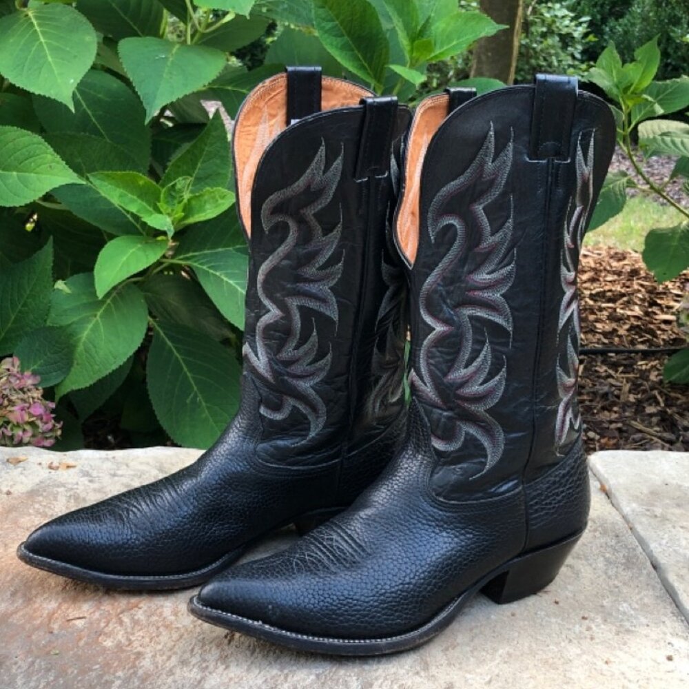 Vintage Nocona Genuine Black Cowhide Leather Boots, Men's, Size 11D - Picture 3 of 16